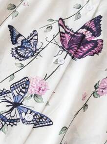 EMERY ROSE Plus Butterfly Print Drop Shoulder Shirt