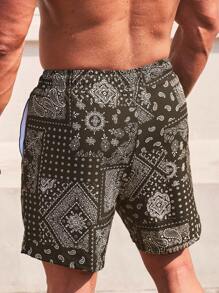 Surfspeed Men's Allover Print Drawstring Beach Shorts, Casual Vacation Wear Swim Trunks - Multicolor - View 2