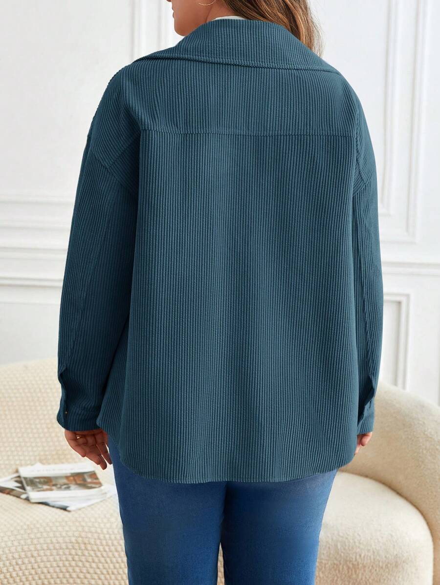 Übergangsjacke Damen Große Größen - Elegante Langarm Jacke Mit Taschen Und Kapuze