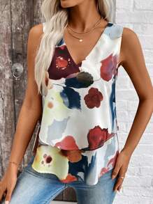 SHEIN LUNE Top sin mangas estampado de flores para el verano