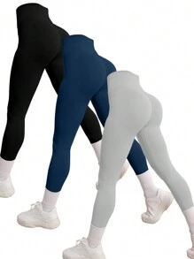 Easithlete 3件套无缝高弹力运动紧身裤瑜伽女裤