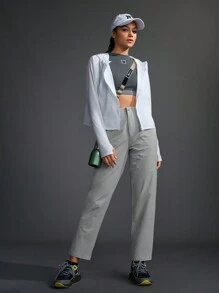 In My Nature Women's Solid Color Simple Daily Sports Pants - Light Grey - View 9