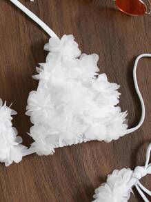 SHEIN Swim Summer Beach Appliques Halter Triangle Bikini Top