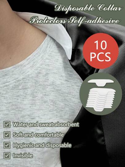 Formal Suit Collar Sweatproof Sticker, Anti-Sweat Pad For Shirt Collar, Hat Brim And Clothes 10 Pcs,