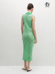 BizChic Women's Sleeveless Collared Sweater Dress - Green - View 2