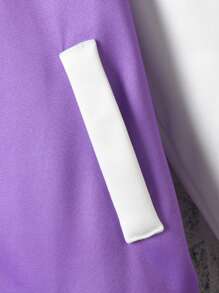 SHEIN Tween Girls Letter Graphic Two Tone Jacket Without Tee - Multicolor - View 5