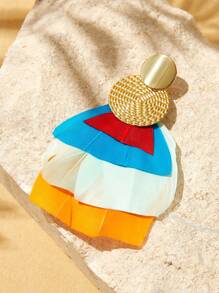 SHEIN VCAY 時尚羽毛手工假日風格耳環