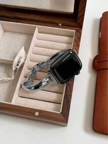 1pc Women's Minimalist Style Metal Watch Band, Compatible With Apple Watch 38mm 40mm 41mm 42mm 44mm 45mm 46mm 49mm, Elegant Slim Stainless Steel Strap, Compatible With Apple Watch Series 11 10 9 8 7 SE 6 5 4 3 2 1 Ultra 3/2/1, Fashionable Smart Watch Band Accessory - Silver - View 6