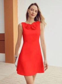 MOTF PREMIUM 3D FLORAL PATCHED A LINE DRESS