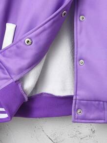 SHEIN Tween Girls Letter Graphic Two Tone Jacket Without Tee - Multicolor - View 3