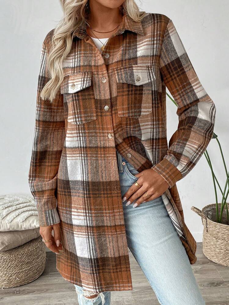 Fall-Winter Plaid Shirt-Style Casual Vintage Sports Regular Jacket For Women
