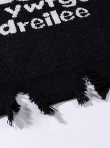 ANDREILEEANDREILEE Men's Street Style Sweater, Unisex Crew Neck Knit Pullover - Black - View 3