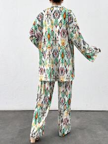 SHEIN Cottnline Print  Three  Pieces Sets - Green - View 2