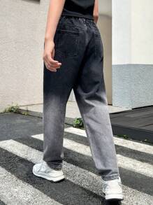 Teen Boys' Distressed Personalized Spray Painted Mustang Cool Wind Jeans. - Black - View 2