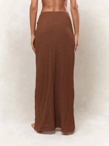 MISSGUIDED Váy Maxi xẻ cao bên đùi - Cà phê nâu - Xem 2
