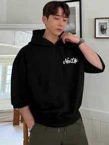 DAZY Men's Autumn Letter Printed Casual Hooded Long Sleeve Sweatshirt