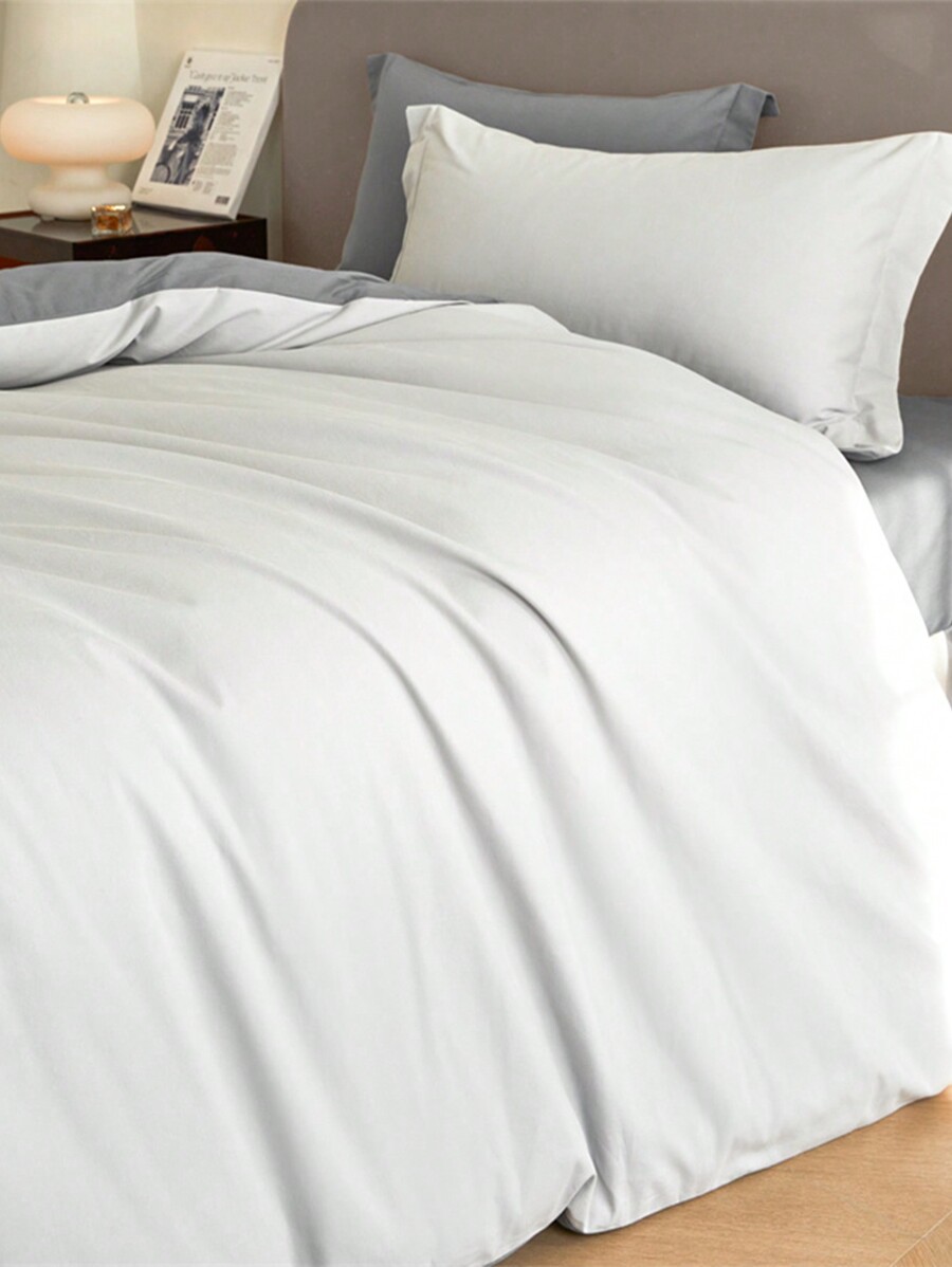 3pcs Grey Grooved Pillowcases And Brushed Duvet Cover Set for Sale