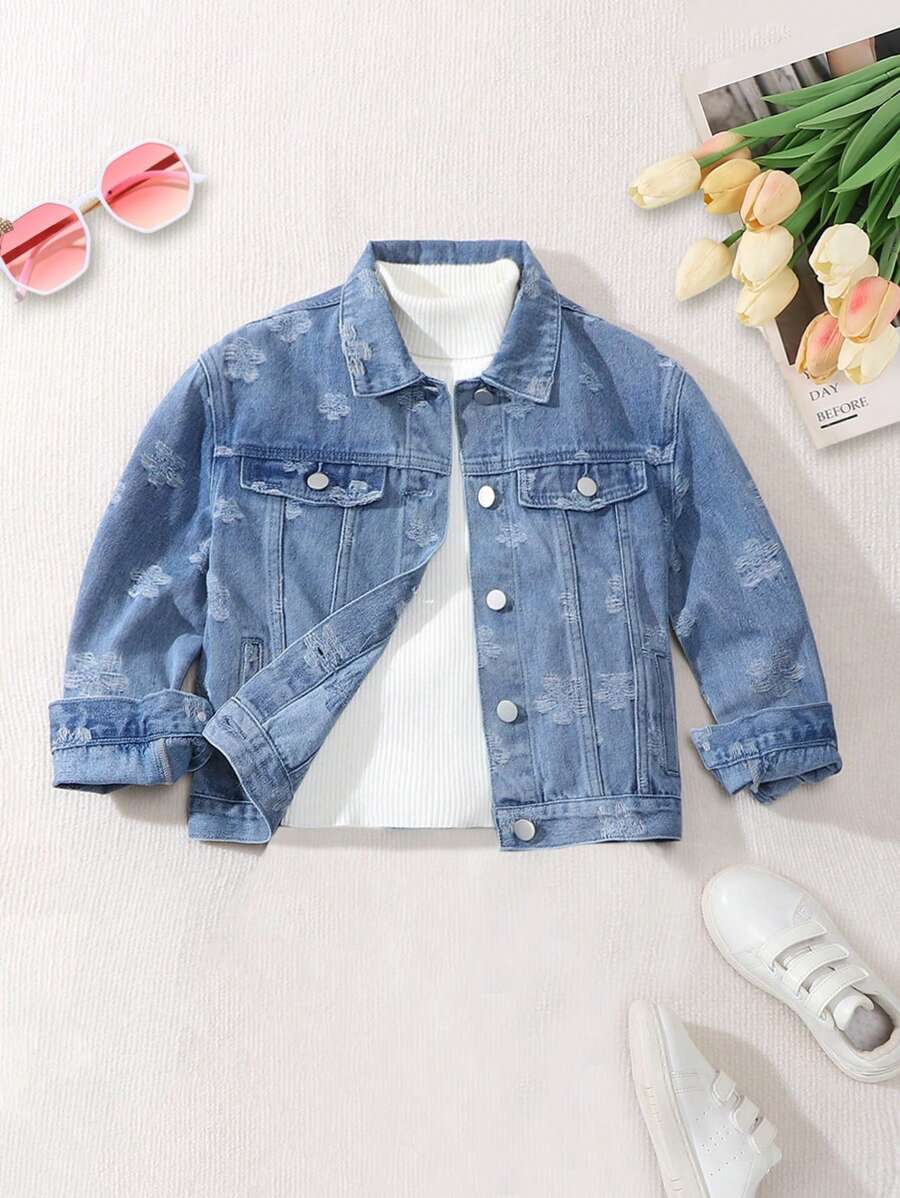 Tween Girls Cute And Playful Denim Jacket - Medium Wash - View 1
