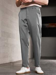 Manfinity Homme Men Slant Pocket Suit Pants For Dailywear - Grey - View 4