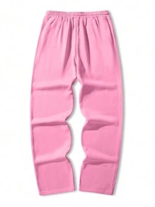 Manfinity LEGND Men Plus Letter & Cartoon Graphic Drawstring Waist Sweatpants - Pink - View 2