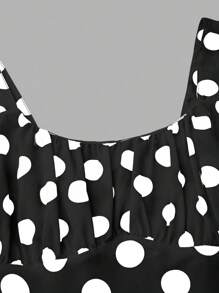 Rometta Plus Size Summer Casual Polka Dot Printed Sleeveless Dress - Black - View 7