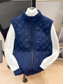 SHEIN 1pc Teen Boys' Casual, Comfortable & Warm Winter Mid-Open 3-In-1 Composite Vest, Suitable For Daily Wear, School, Travel, Sports, Outdoors, Mountaineering, Autumn & Winter Seasons - Black - View 2