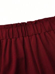 SHEIN LUNE Pantalones con cintura de bolsa de papel y pierna ancha para uso diario de tallas grandes