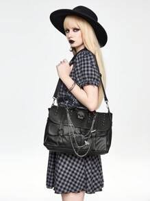 ROMWE Túi xách Y2K Gothic Túi đeo vai Punk có họa tiết đầu lâu, Túi đeo chéo cho Halloween, Túi Halloween, Hoàn hảo cho bữa tiệc sang trọng, Thời trang Halloween & Thời trang Gothic - màu đen - Xem 4