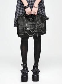 ROMWE Túi xách Y2K Gothic Túi đeo vai Punk có họa tiết đầu lâu, Túi đeo chéo cho Halloween, Túi Halloween, Hoàn hảo cho bữa tiệc sang trọng, Thời trang Halloween & Thời trang Gothic - màu đen - Xem 5