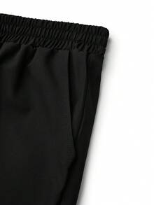 SHEIN TaskFit Ensemble uniforme de pantalon long et chemise à manches courtes simple de couleur unie pour grande taille, à zip au col, uniforme et blouse pour grande taille - Noir - Voir 10