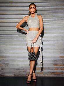 SHEIN BAE Ladies' Beaded Shoulder Bag For Dating And Banquet, Teenagers - Silver - View 11