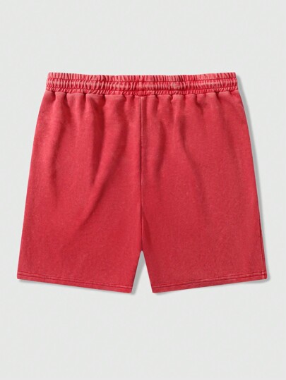 Prep Short en denim à flocons de neige lavé à la taille à cordon imprimé pour hommes