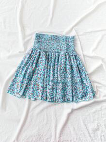 SHEIN VCAY Váy mini thanh lịch in hoa ngẫu nhiên cho nữ - Màu xanh nhạt - Xem 2