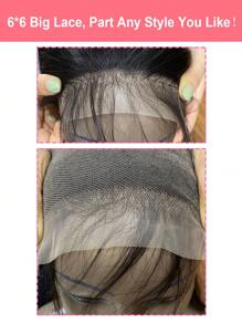 6x6 Transparent Lace Closure Straight Free Part Remy Human Hair Big Closure Pre Plucked With Baby Hair Natural Hair Line Natural Black - Natural Black - View 4