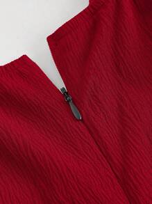 SHEIN MOD Bộ đồ liền thân đơn giản hàng ngày màu trơn dành cho nữ - Đỏ - Xem 3