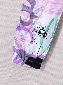 SHEIN Tween Girl Graffiti Print Elastic Waist Pants - Multicolor - View 5