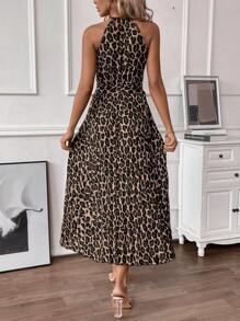 EMERY ROSE Women's Leopard Print Off Shoulder Simple Daily Dress Maxi Women Outfit - Coffee Brown - View 2