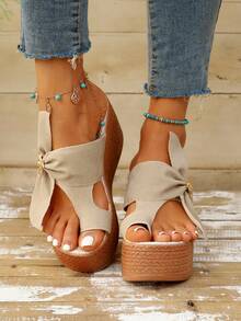 Neue Sommer Stil Schwarze Bienen Frauen Sandalen, großer Größe dicke Sohle Plattform Teaserschuhe, lässige Keilabsatz Sandalen für Damen