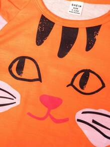 Baby Girls Cartoon Graphic Tee & Pants For Spring & Summer - Orange - View 6