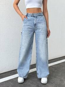RueChic COTTLINE WOMENS STRAIGHT LEG JEANS - Medium Wash - View 3