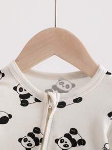 Cozy Pixies 2pcs Newborn Baby Boy, Plain Knitted Soft Round Neck Long Sleeve Footed Jumpsuit Set Print - Khaki - View 4