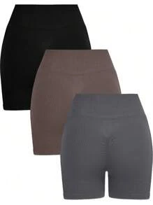 Easithlete 纯色无缝简约夏季运动短裤骑行短裤