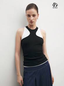 BizChic 2 pièces Débardeur et Top noir de tenue de travail de bureau pour femme d'affaires, tenue décontractée en tricot sans manches monochromatique