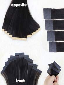 20pcs 50g Natural Black Color Straight Tape In 100% Remy Human Hair Extension For Salon Silky Seamless Invisible For Thin Hair Woman Natural Look Top Quality - Natural Black - View 3