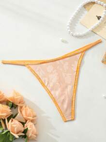 Women's Printed Brief Daily Thong - Apricot - View 1
