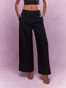 MISSGUIDED Wide Leg Pants - Black - View 1