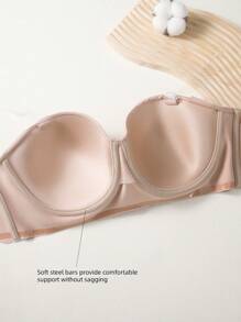 Plus Size Underwire Solid Color Bra, 1pc - Apricot - View 7