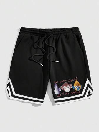 GAWX Shorts mit Cartoon-Muster für Herren im Künstlerstil, geeignet für den täglichen Gebrauch im Frühling und Sommer, für Urlaub, Ferien, Festivals, Ibiza-Passform