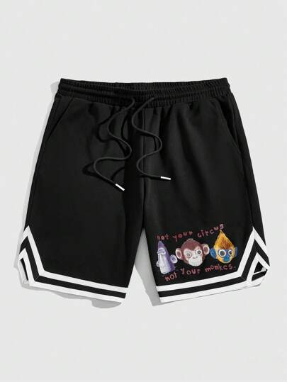 GAWX Artist Men's Cartoon Printed Shorts, Suitable For Daily Wear In Spring And Summer, Holiday, Vacation, Festival, Ibiza Fits