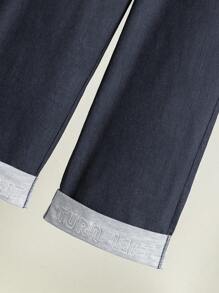 SHEIN Set di jeans in denim a righe per stile vacanziero dei ragazzi